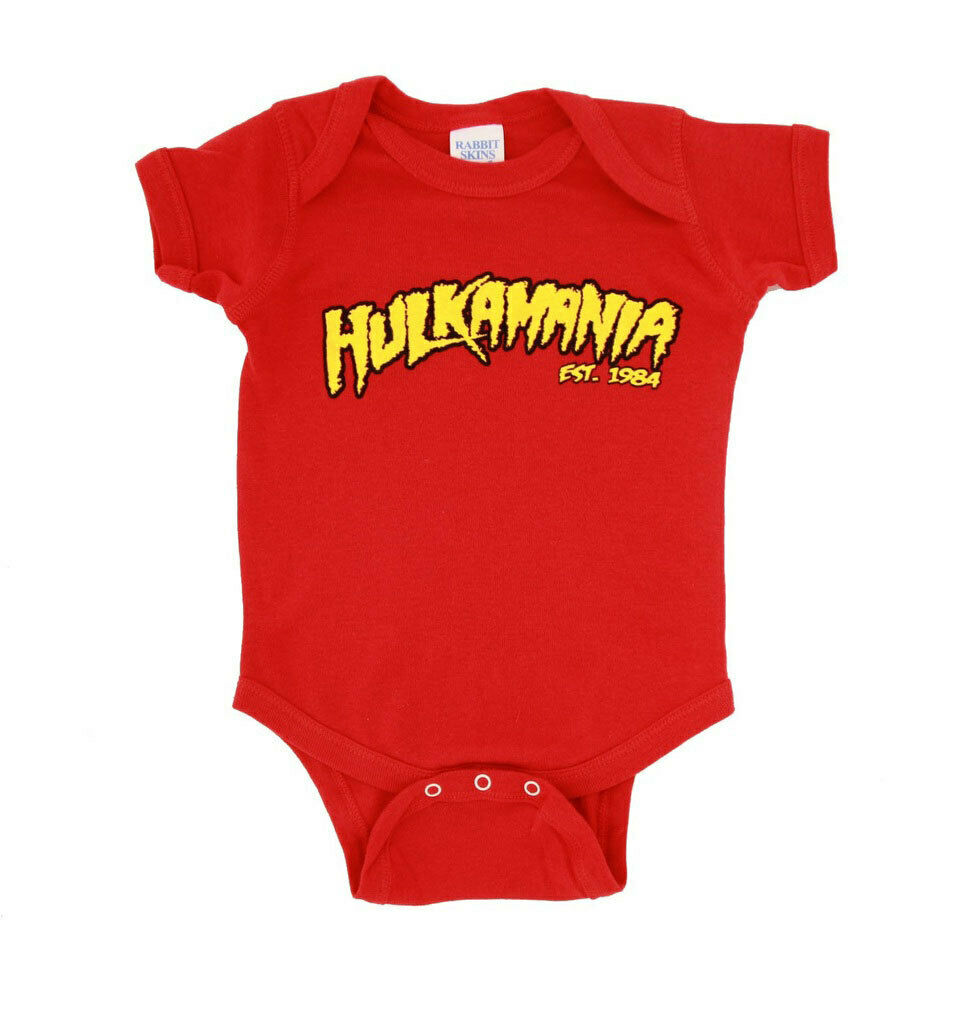 Infant  Wrestler Hulkamania Hulk Hogan Logo Red Snapsuit Baby Romper