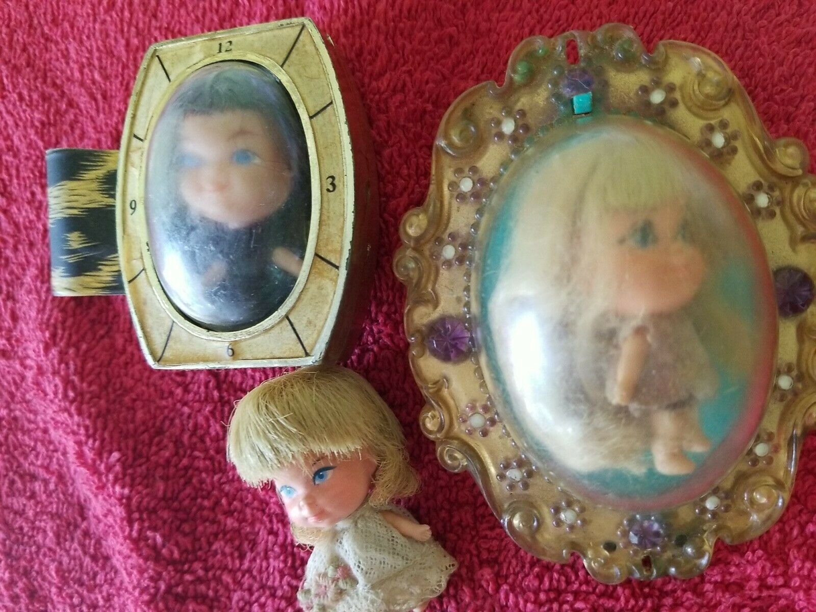 Vintage 3 Liddle Kiddles Lucky Locket Mattel Little Dolls watch case