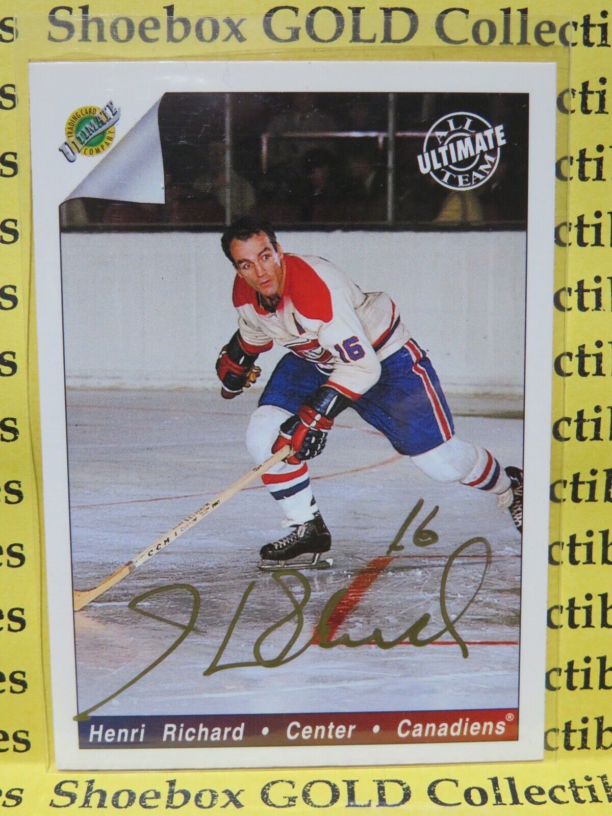 Henri Richard, Hand-signed 1992 Ultimate Hockey Card, Montreal Canadiens Higrade