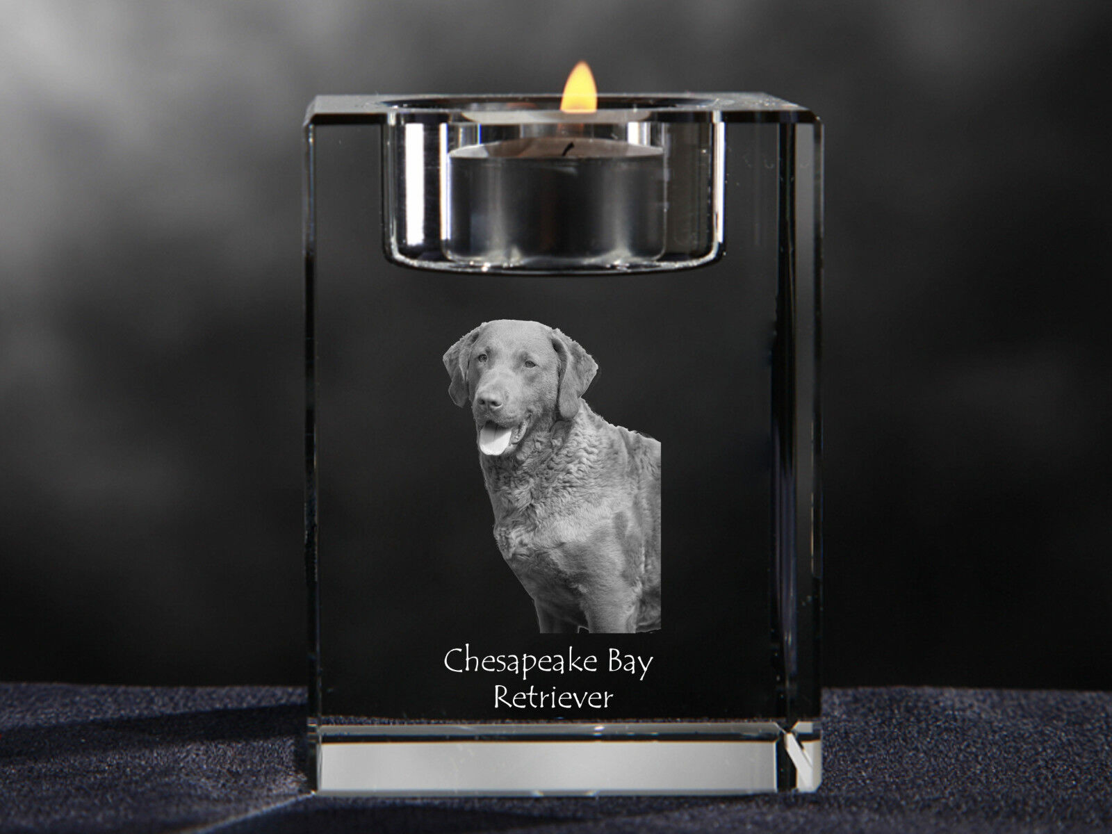 Chesapeake Bay Retriever, Crystal Candlestick With Dog, Crystal Animals Ca