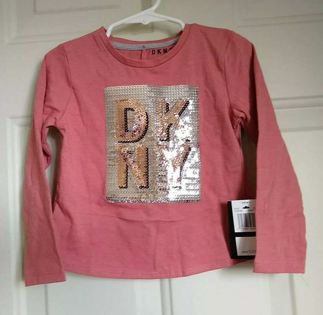 Dkny Girl's Dusty Rose Flip Sequins Top, Sizes 3-4t